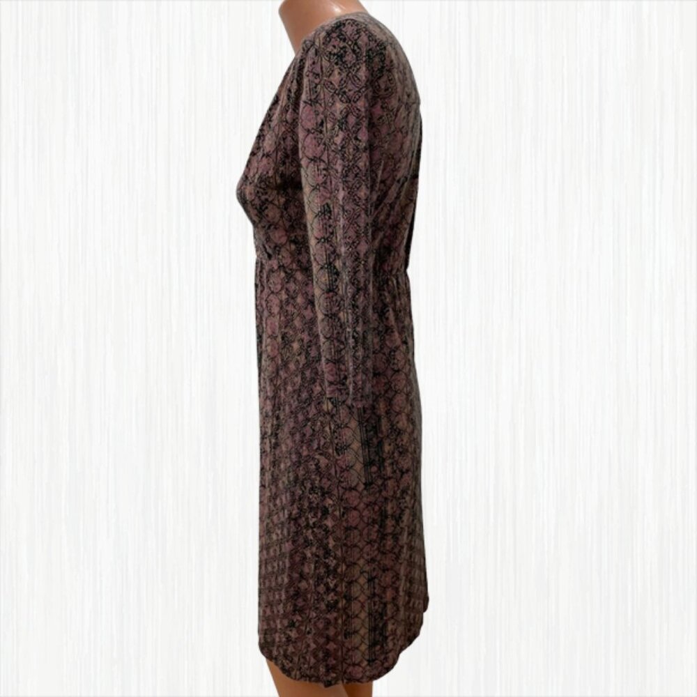 Peruvian Connection 16 Faux Wrap Knit Meraux Dress BoHo Print V-Neck 3/4 Sleeve - Picture 3 of 15
